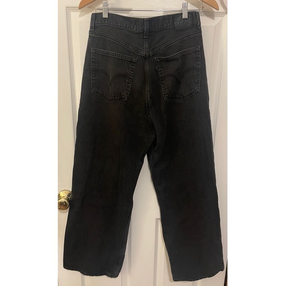 Levi’s Black High Loose Jeans Wide Leg Denim High Waisted Short Length - Picture 3 of 8